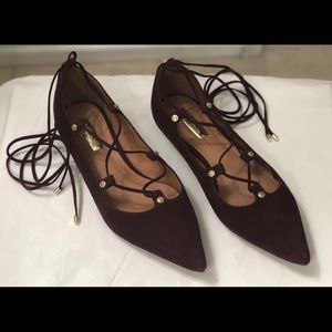 NEW Halogen Burgundy Suede Lace Up Flats